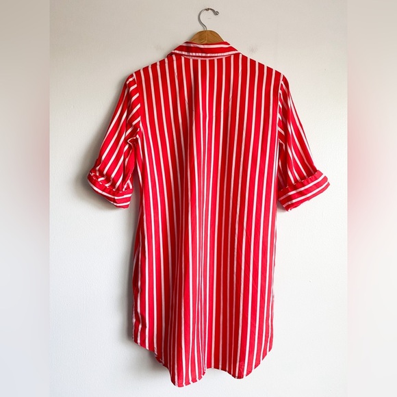 LRL Lauren Ralph Lauren Red Striped Shirt Mini Dress Preppy Travel Equestrian S - Picture 7 of 9